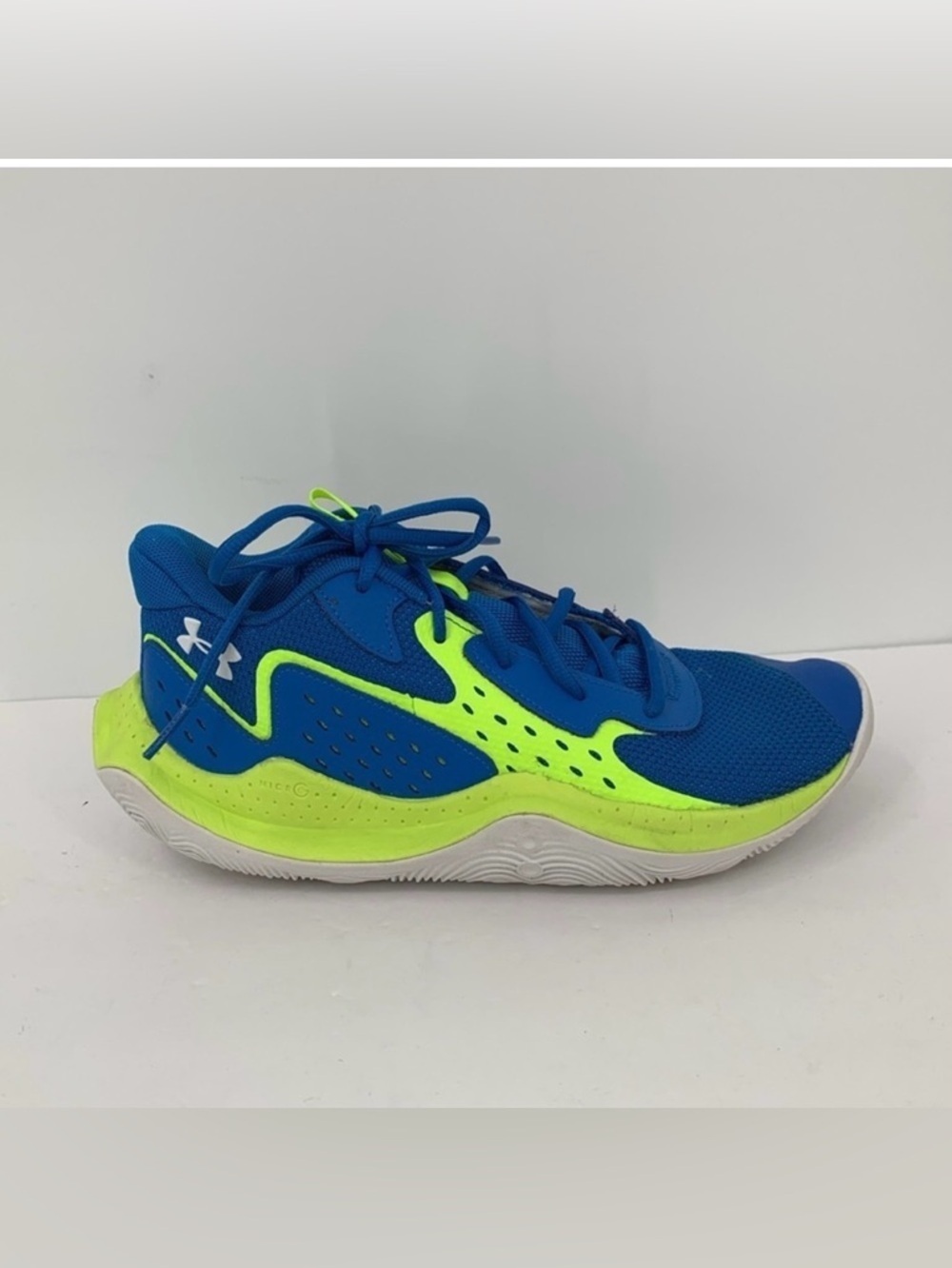 Under Armour GS Jet 23 blue yellow sneakers shoe tie basketball youth boys 7